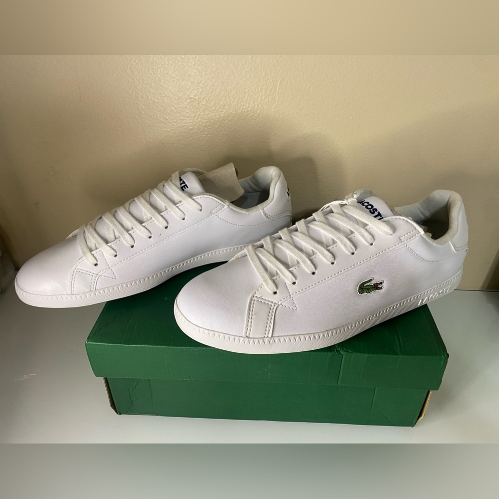 LACOSTE Women’s Graduate BL 1 SMA Leather White Sneakers Size 10 W / 8 M